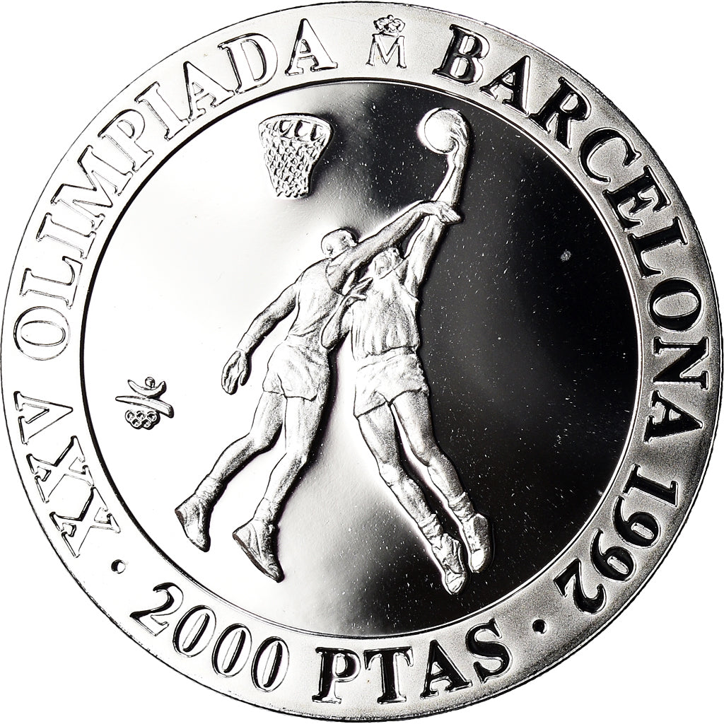 Moeda, Espanha, Juan Carlos I, 2000 Pesetas, 1990, Madrid, BE, MS(65-70), Prata