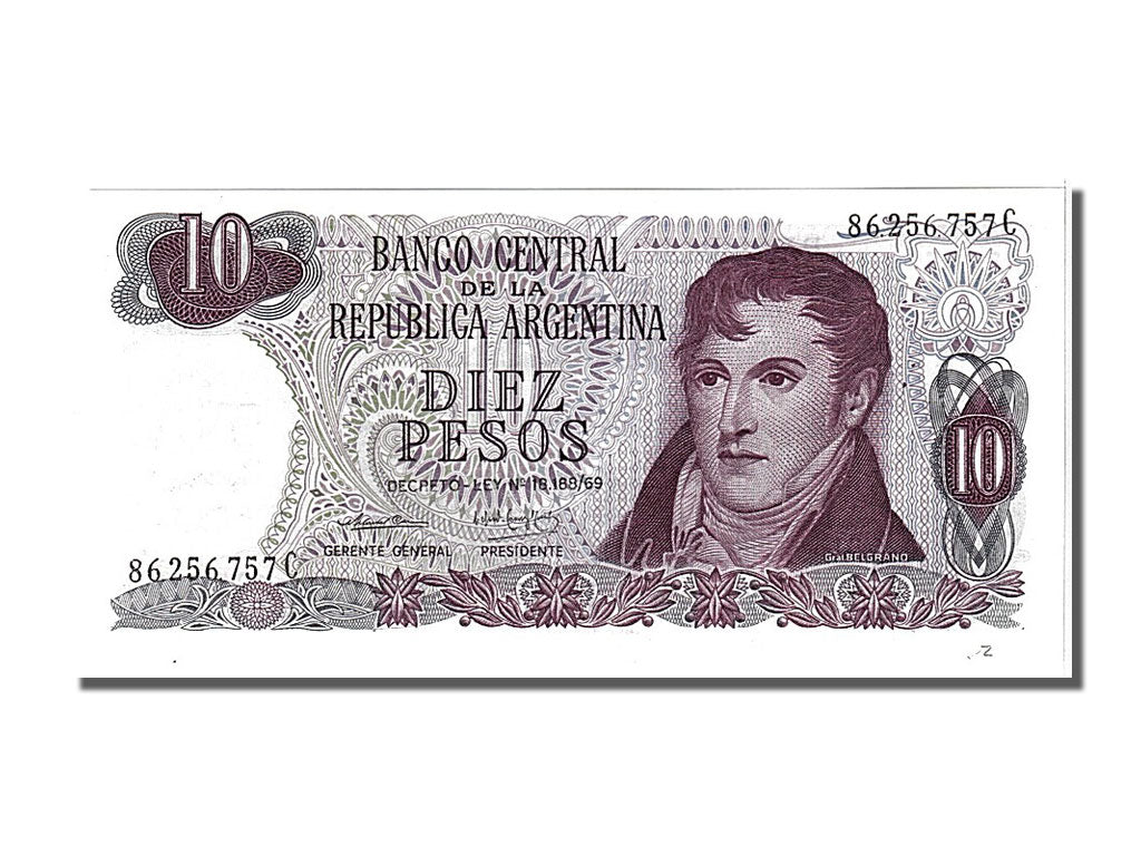 Geldschein, Argentinien, 10 Pesos, 1973, UNZ