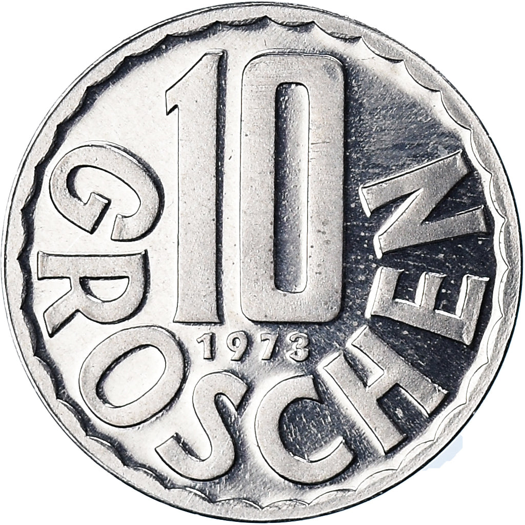 Coin, Austria, 10 Groschen, 1973, Vienna, BE, MS(65-70), Aluminum, KM:2878