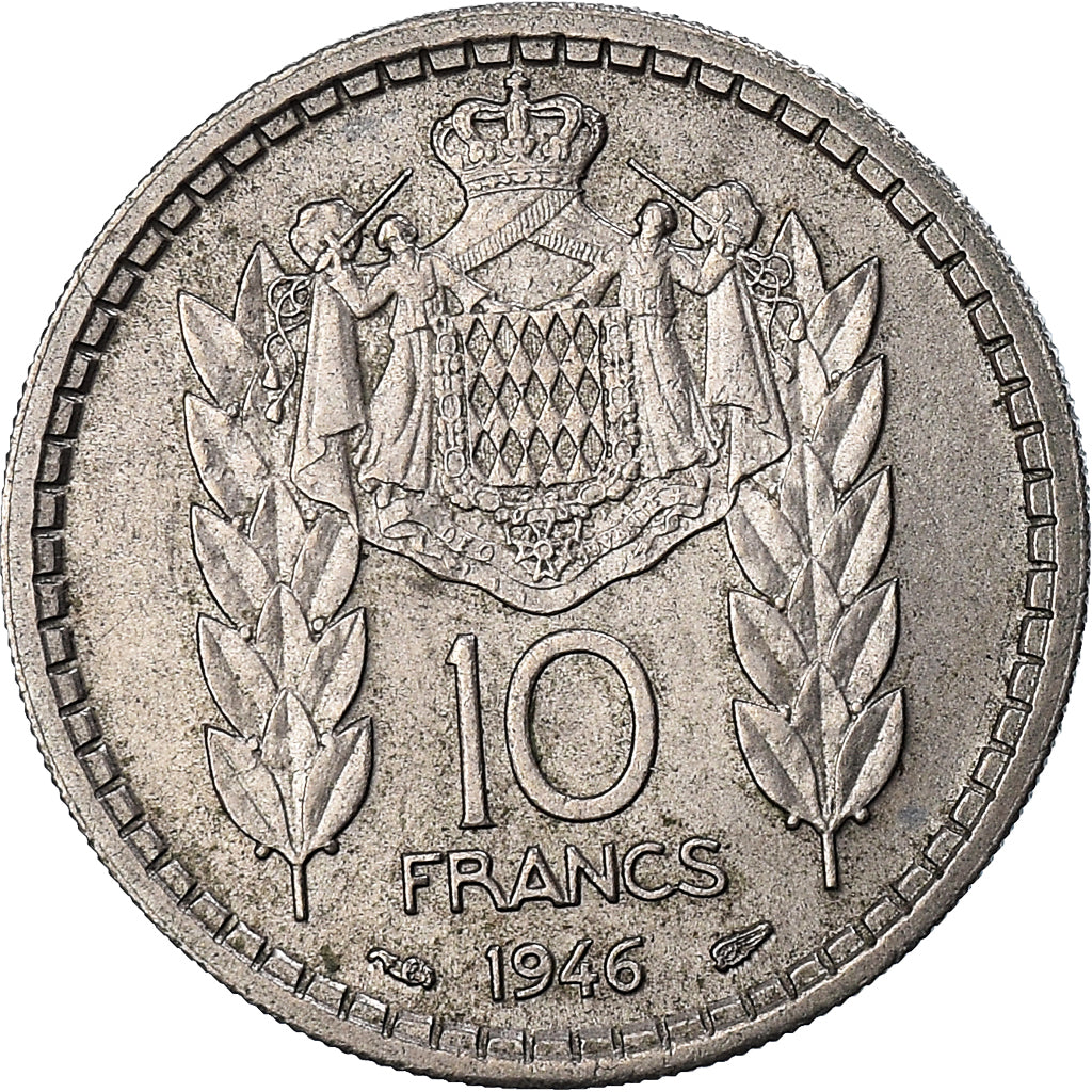 Coin, Monaco, Louis II, 10 Francs, 1946, Paris, VF(30-35), Copper-nickel