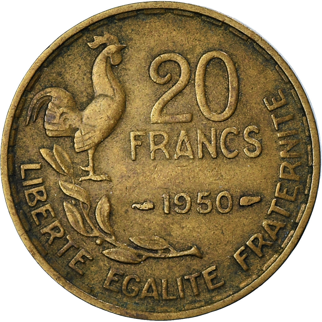Moneda, Francia, Guiraud, 20 Francs, 1950, BC+, Aluminio - bronce, KM:917.1
