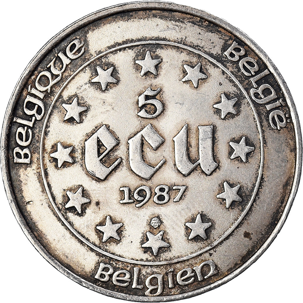 Moneta, Belgio, 5 Ecu, 1987, SPL-, Argento, KM:166