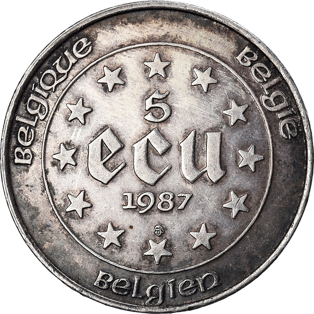 Münze, Belgien, 5 Ecu, 1987, VZ, Silber, KM:166