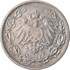 Coin, GERMANY - EMPIRE, 1/2 Mark, 1906, Hambourg, EF(40-45), Silver, KM:17