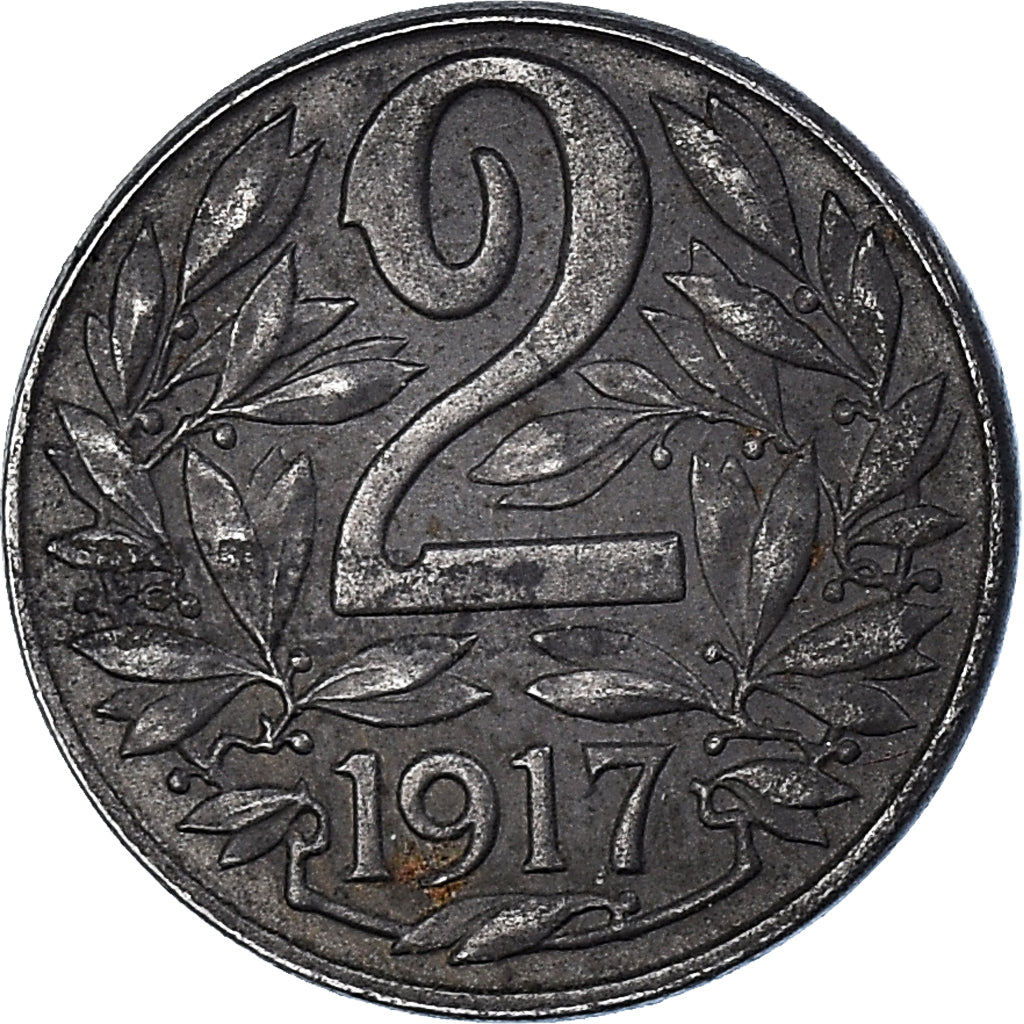 Coin, Austria, Karl I, 2 Heller, 1917, AU(50-53), Iron, KM:2824