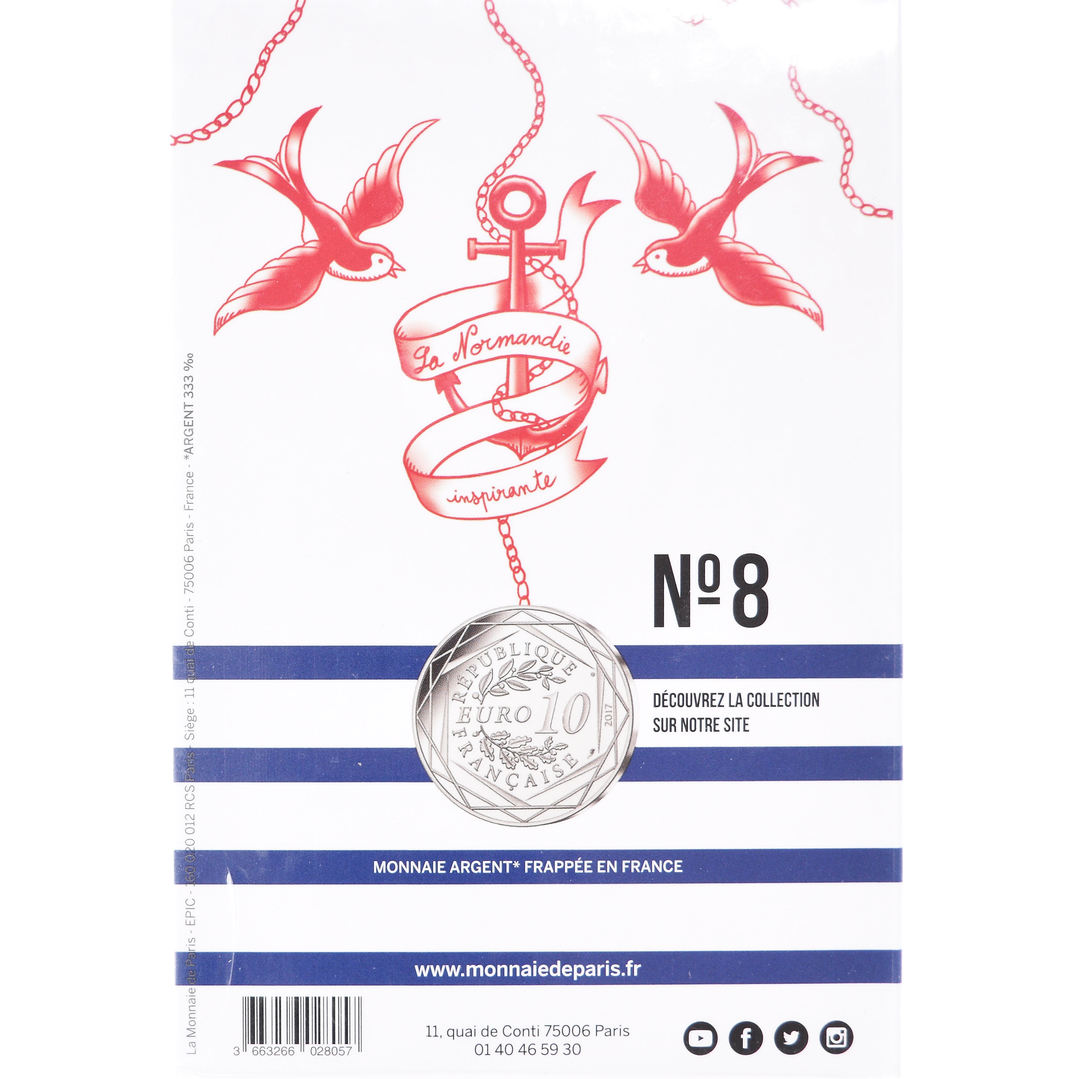 France, 10 Euro, Jean Paul Gaultier, 2017, FDC, Argent, Gadoury:EU892