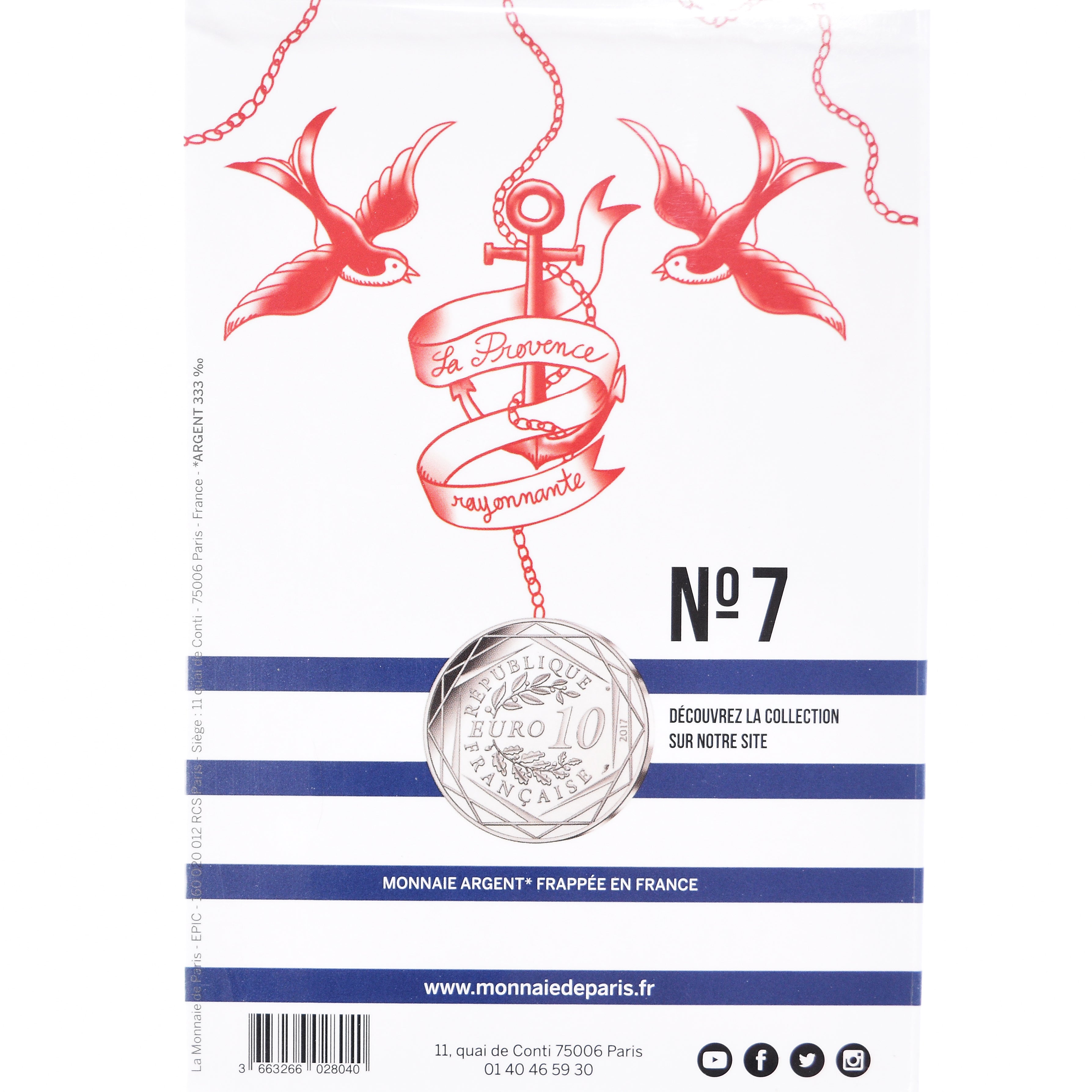 France, 10 Euro, Jean Paul Gaultier, 2017, FDC, Argent, Gadoury:EU892