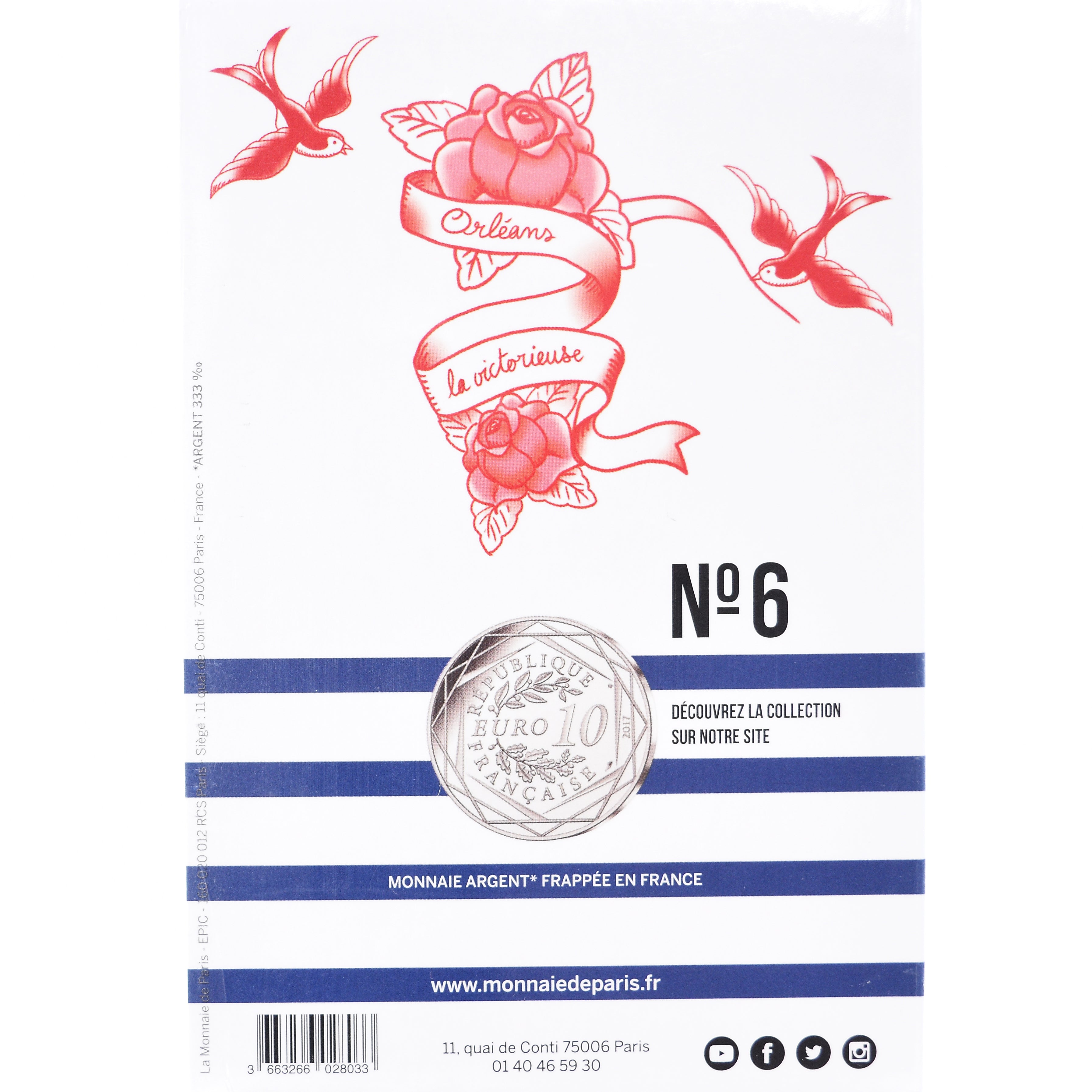 Francia, 10 Euro, Jean Paul Gaultier, 2017, FDC, Argento, Gadoury:EU892