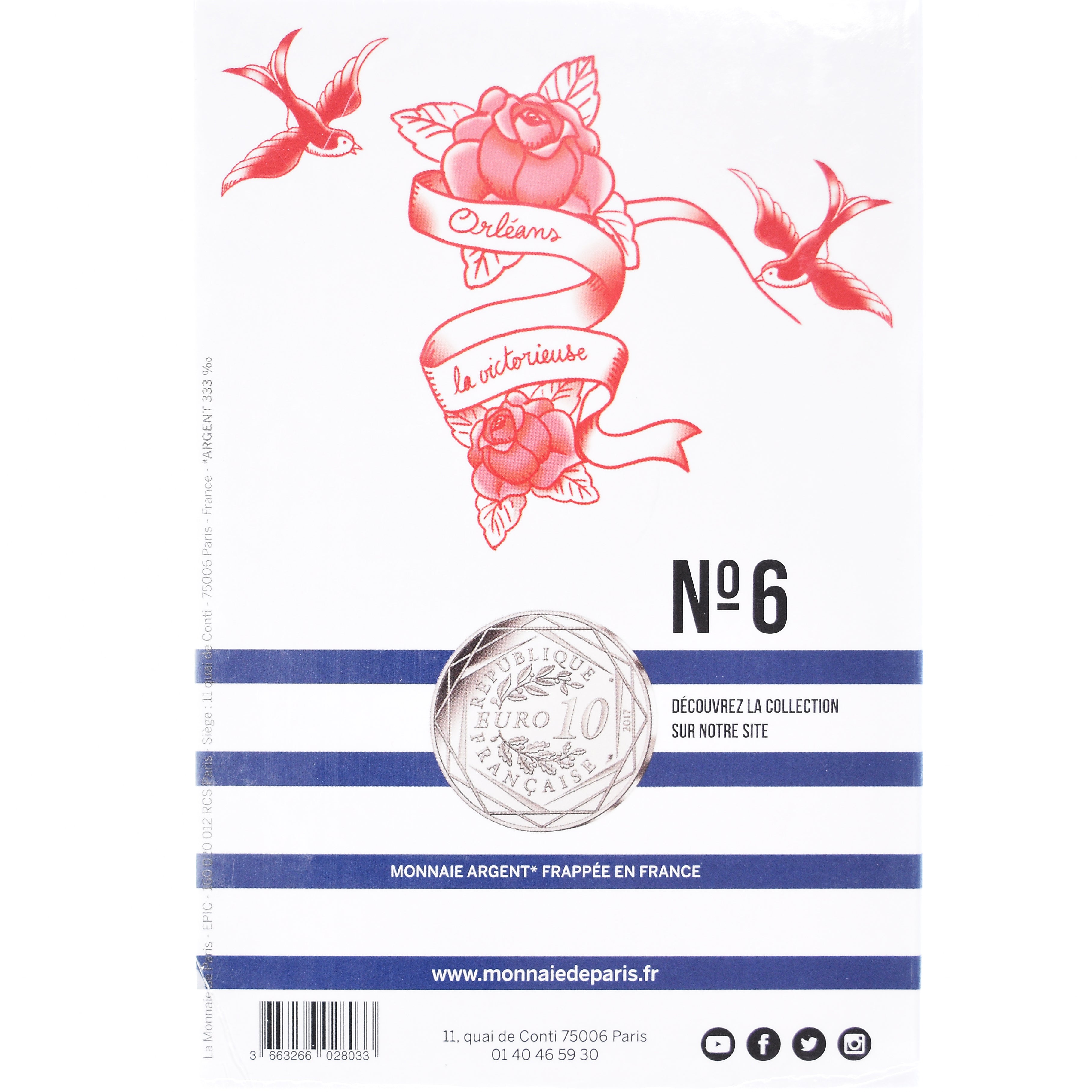 France, 10 Euro, Jean Paul Gaultier, 2017, FDC, Argent, Gadoury:EU892