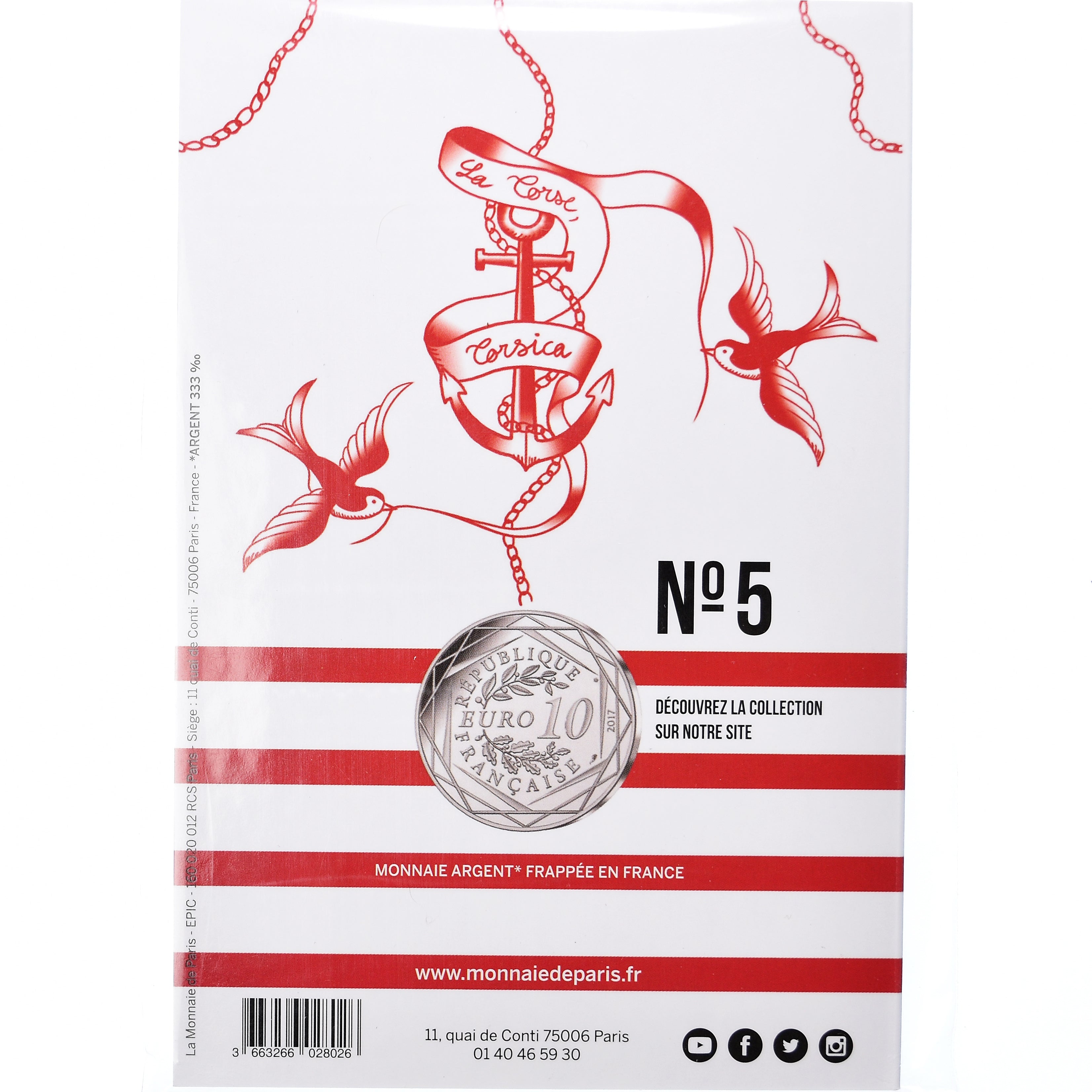 France, 10 Euro, Jean Paul Gaultier, 2017, FDC, Argent, Gadoury:EU892