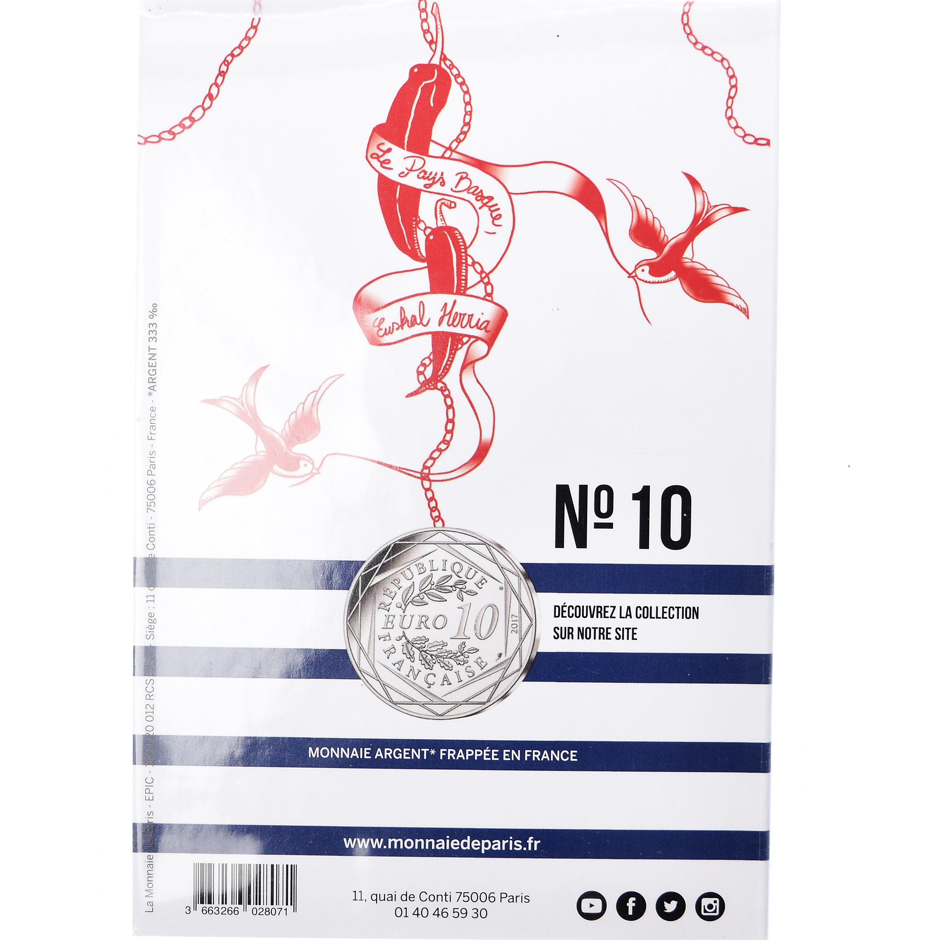 Francia, 10 Euro, Jean Paul Gaultier, 2017, FDC, Argento, Gadoury:EU892