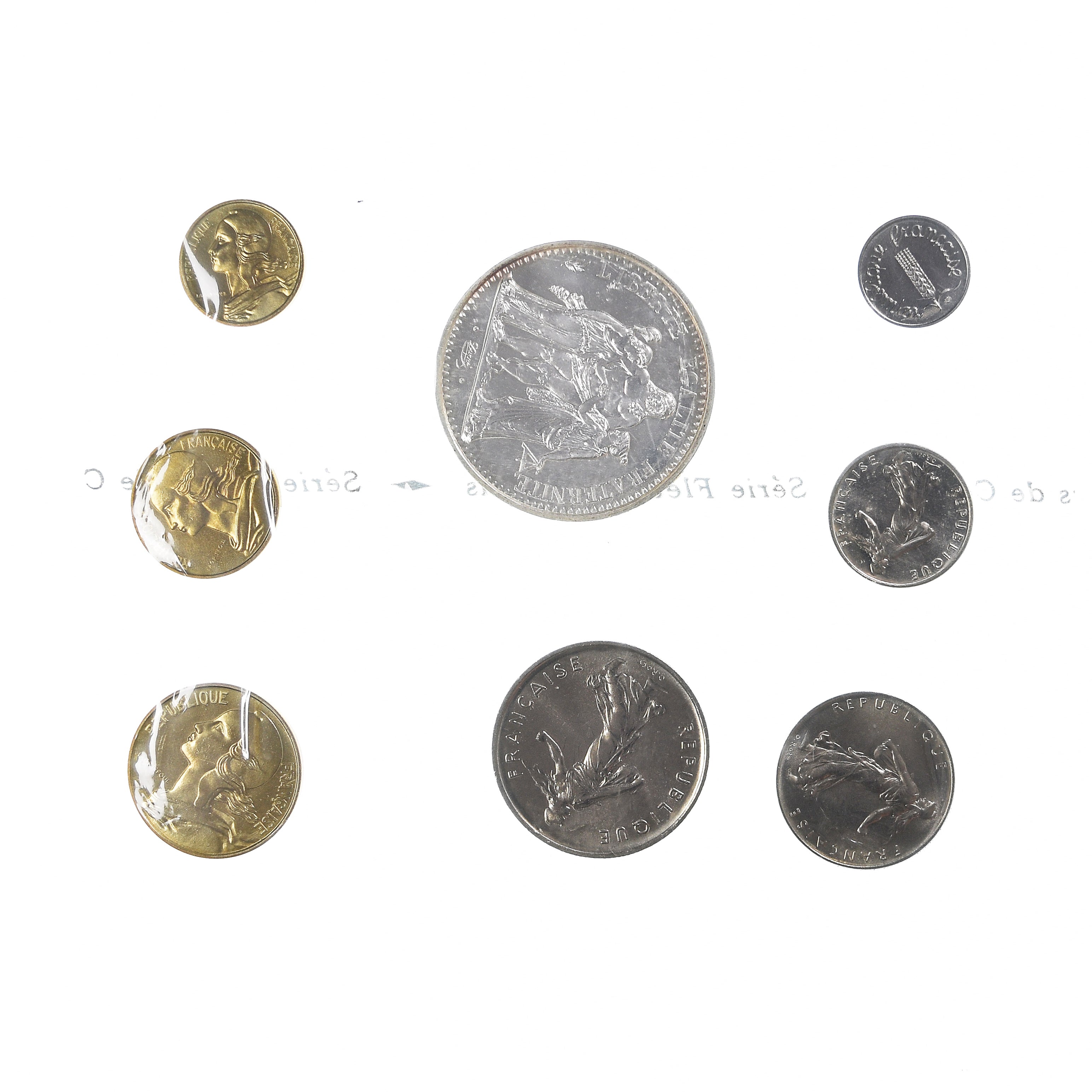 France, Set 1 c. - 10 frs., Série FDC, 1972, Monnaie de Paris, MS(65-70)