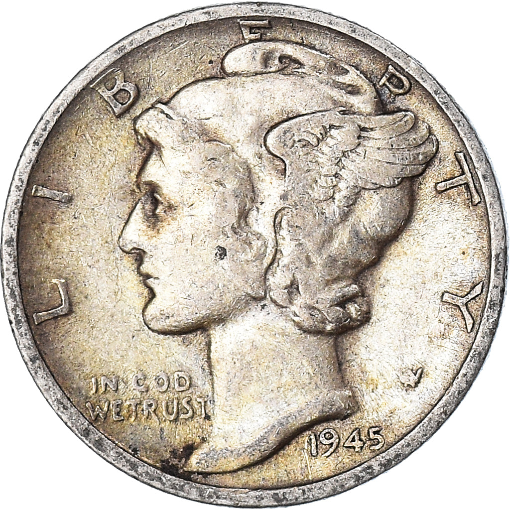 Munten, Verenigde Staten, Mercury Dime, Dime, 1945, U.S. Mint, San Francisco
