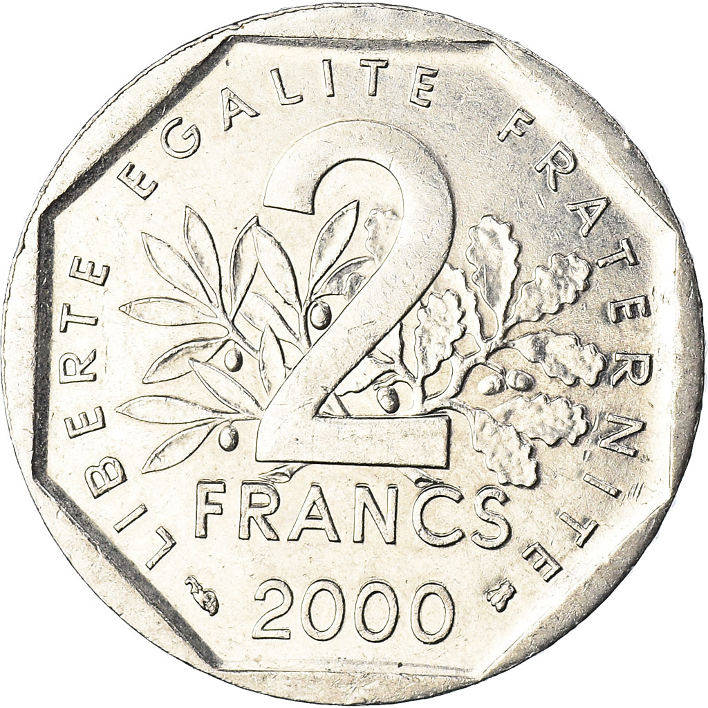 Moneta, Francia, Semeuse, 2 Francs, 2000, Paris, O.Roty, BB, Nichel, KM:942.2