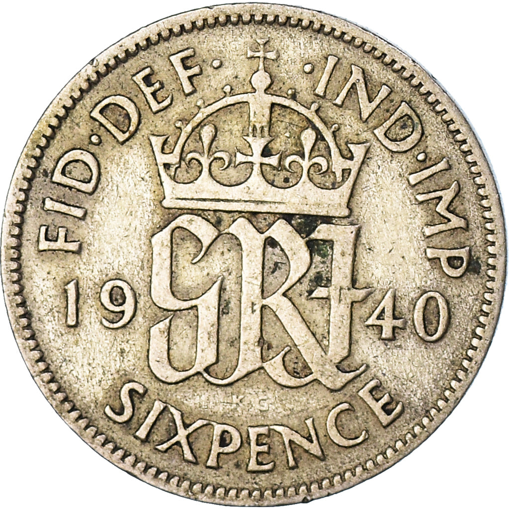 Coin, Great Britain, George VI, 6 Pence, 1940, VF(20-25), Silver, KM:852