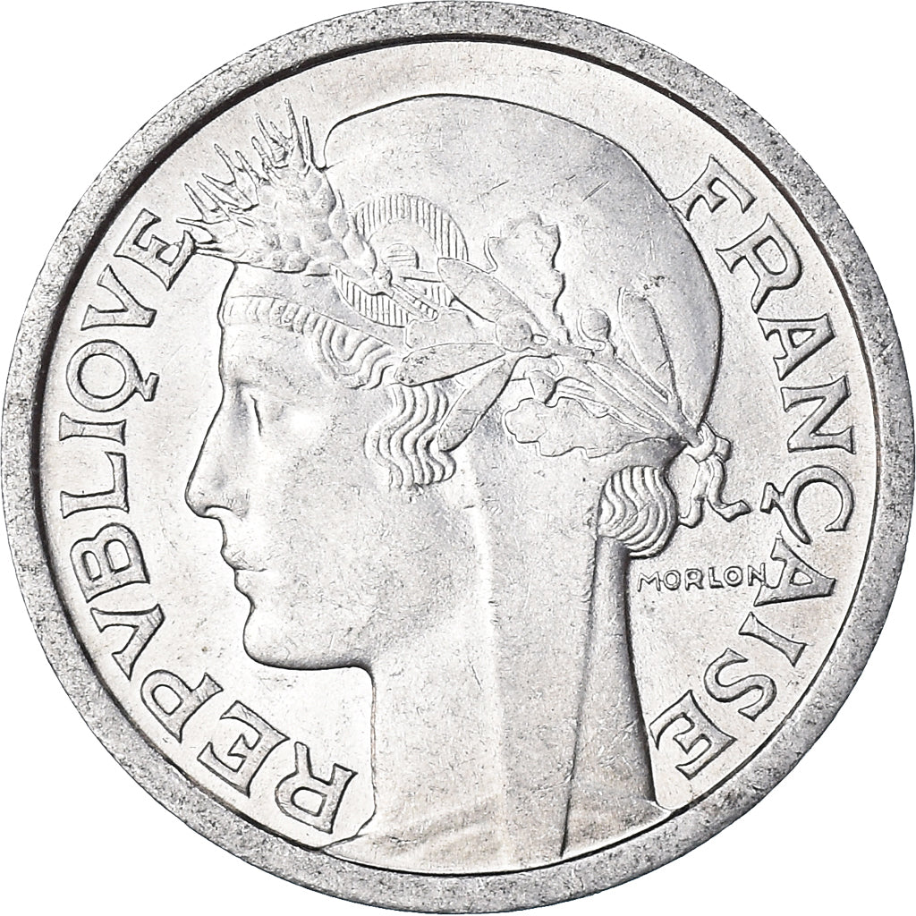 Coin, France, Morlon, Franc, 1957, Beaumont - Le Roger, AU(55-58), Aluminum