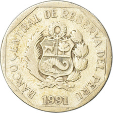 Coin, Peru, 50 Centimos, 1991, Lima, VF(30-35), Copper-Nickel-Zinc, KM:307.1