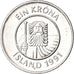 Moneda, Islandia, Krona, 1991, MBC, Níquel chapado en acero, KM:27A