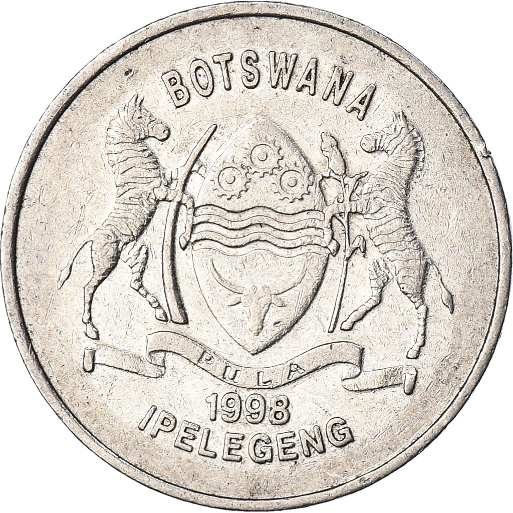 Coin, Botswana, 50 Thebe, 1998, British Royal Mint, VF(30-35), Nickel plated