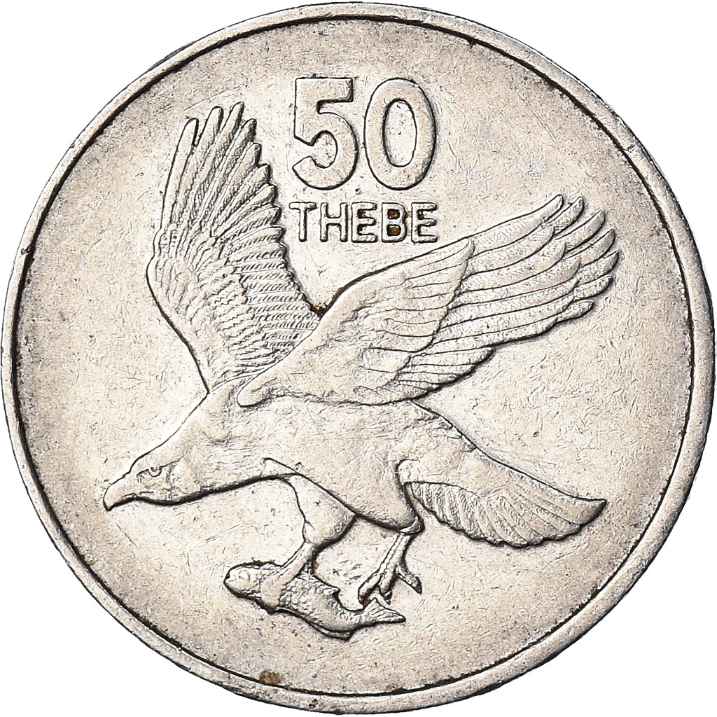 Coin, Botswana, 50 Thebe, 1998, British Royal Mint, VF(30-35), Nickel plated