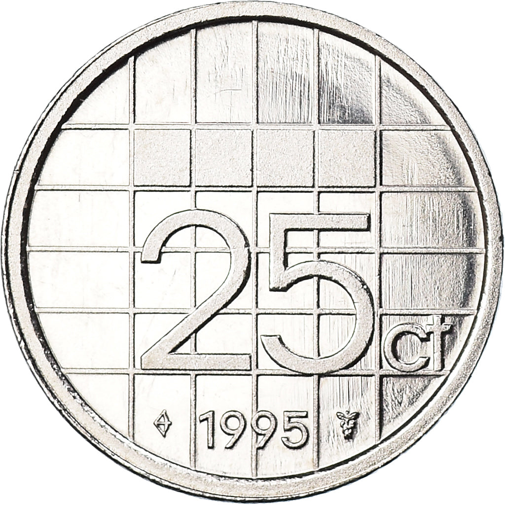 Moneta, Holandia, Beatrix, 25 Cents, 1995, BE, AU(55-58), Nikiel, KM:204