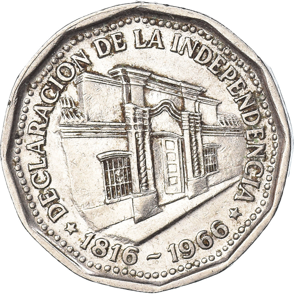 Moneta, Argentina, 10 Pesos, 1966, EF(40-45), Nikiel powlekany stalą, KM:62