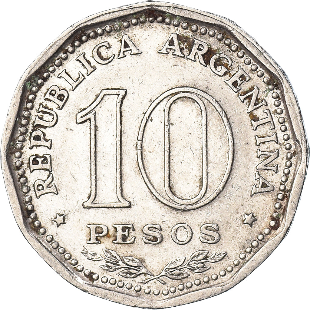 Moneta, Argentina, 10 Pesos, 1966, EF(40-45), Nikiel powlekany stalą, KM:62