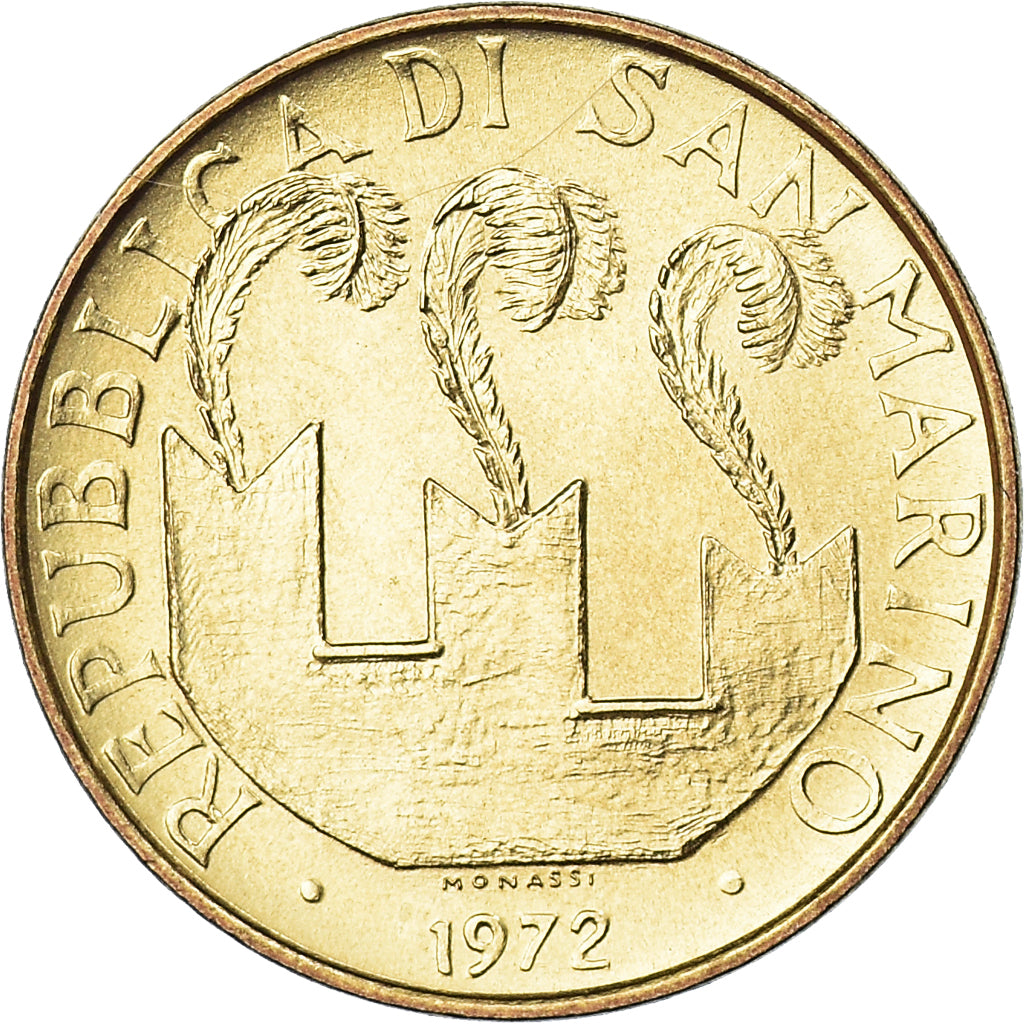 Moneda, San Marino, 20 Lire, 1972, Rome, FDC, FDC, Aluminio - bronce, KM:18