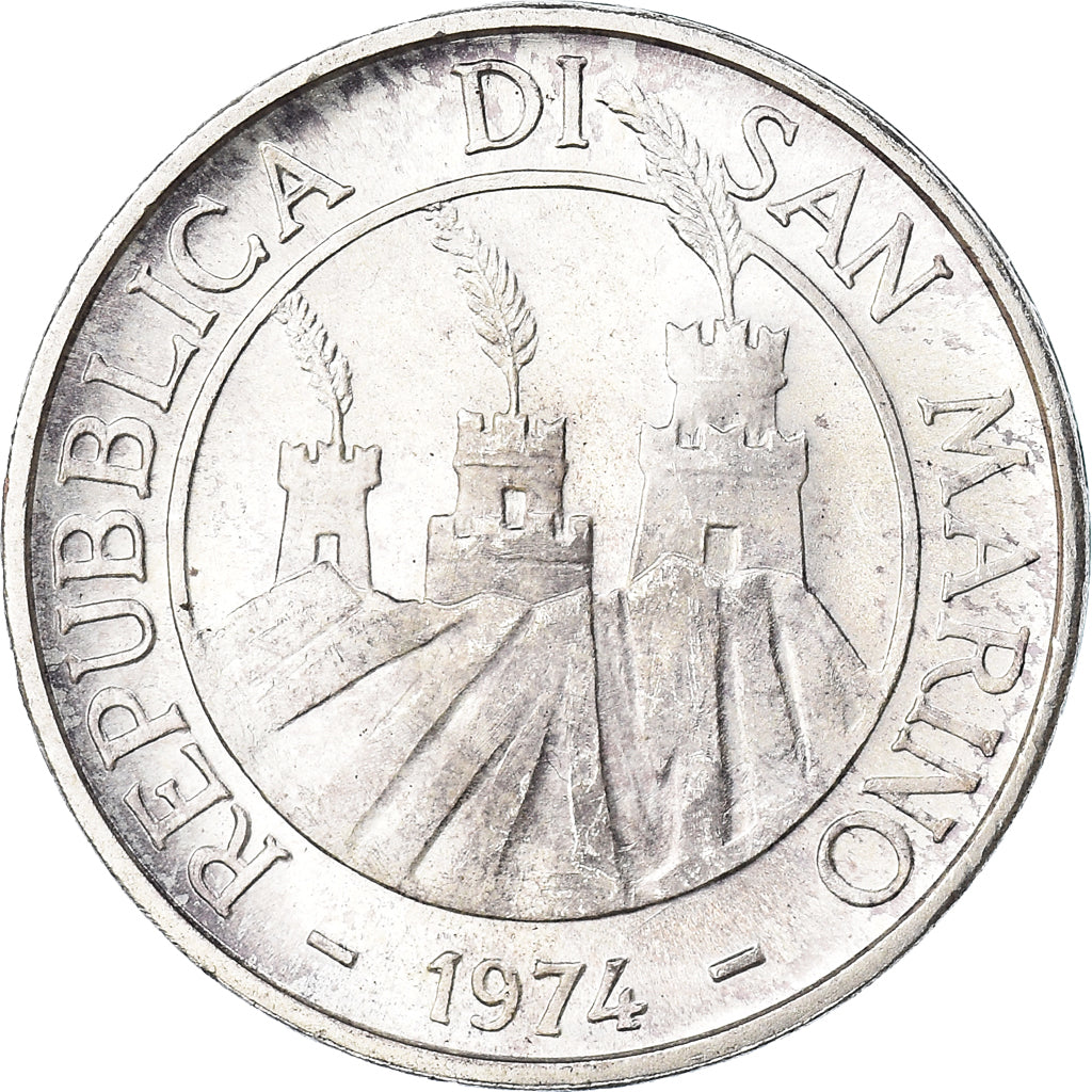 Moeda, San Marino, 500 Lire, 1974, Rome, MS(63), Prata, KM:37