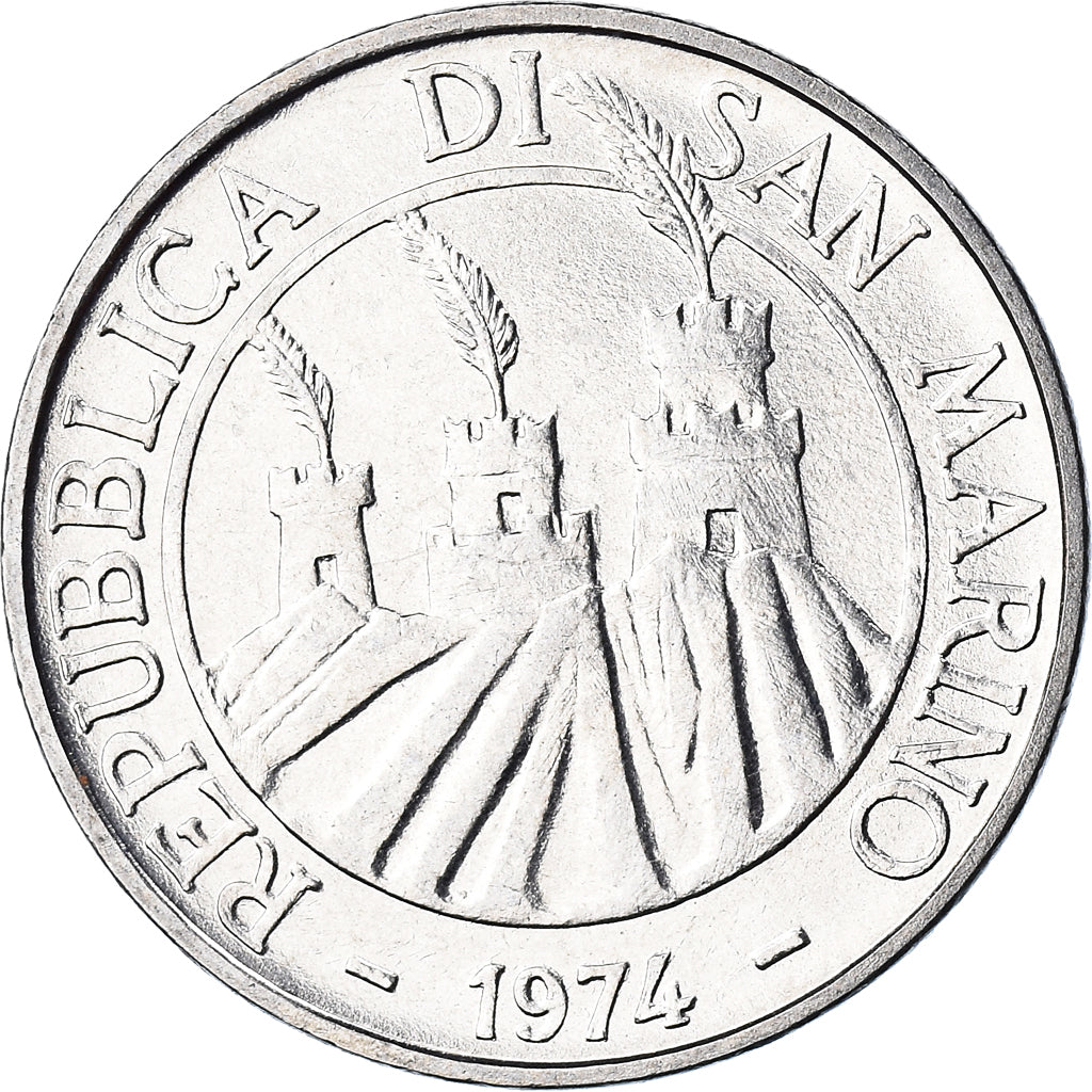 Coin, San Marino, 100 Lire, 1974, Rome, FDC, MS(65-70), Steel, KM:36