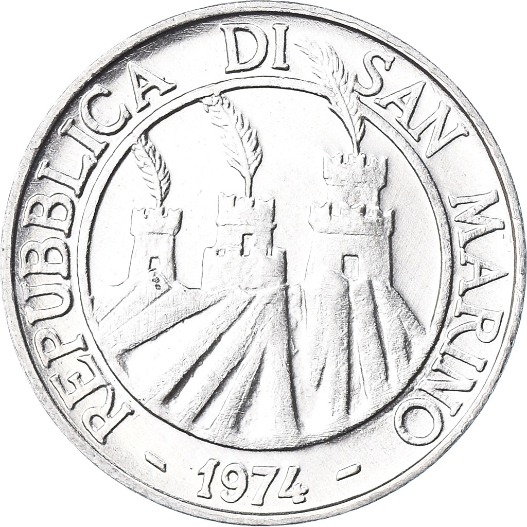 Moneda, San Marino, 10 Lire, 1974, Rome, FDC, FDC, Aluminio, KM:33