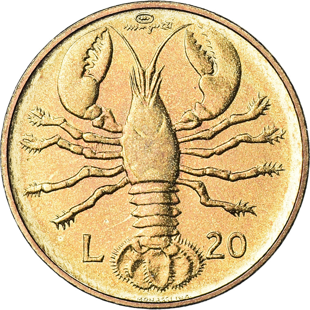Coin, San Marino, 20 Lire, 1974, Rome, FDC, MS(65-70), Aluminum-Bronze, KM:34