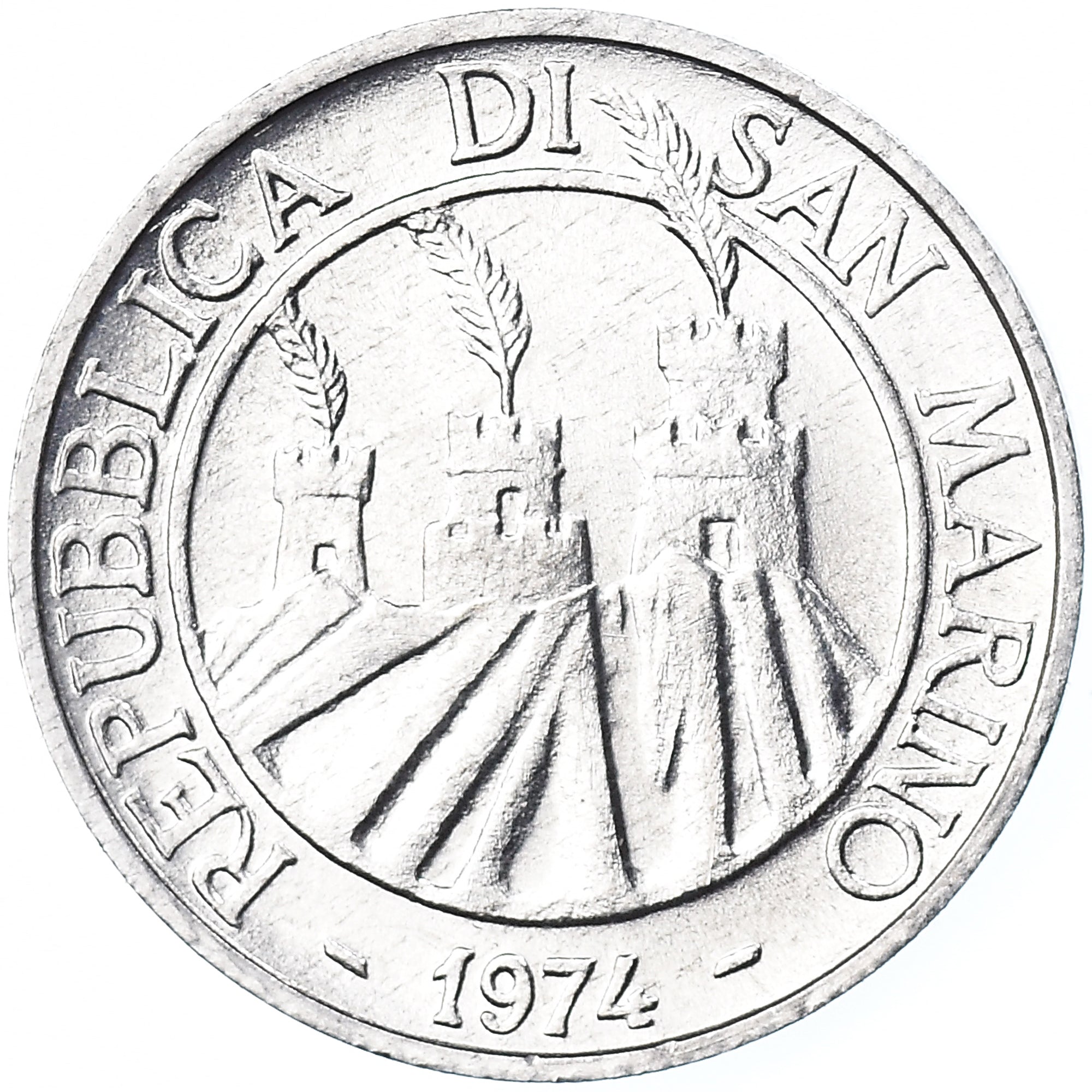 Moeda, San Marino, 5 Lire, 1974, Rome, FDC, MS(65-70), Alumínio, KM:32