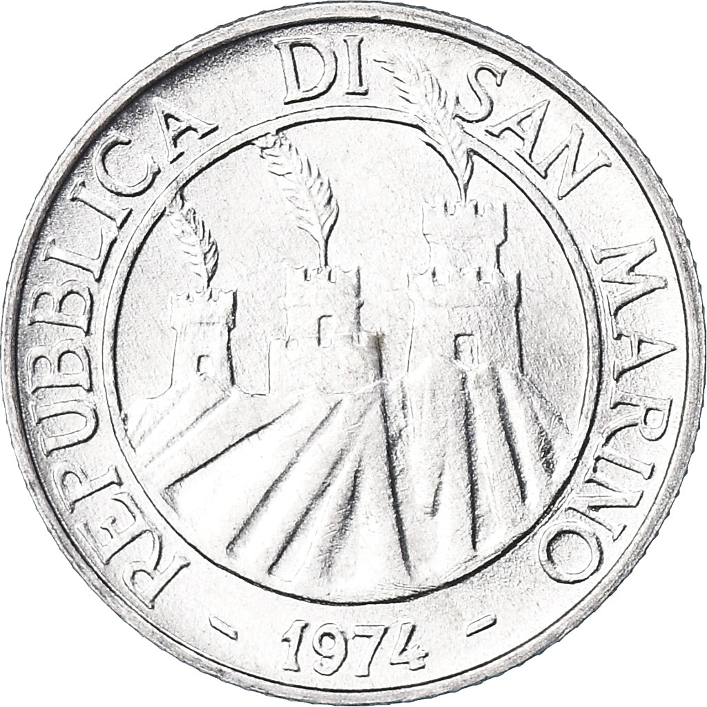 Moneta, San Marino, 2 Lire, 1974, Rome, FDC, FDC, Alluminio, KM:31