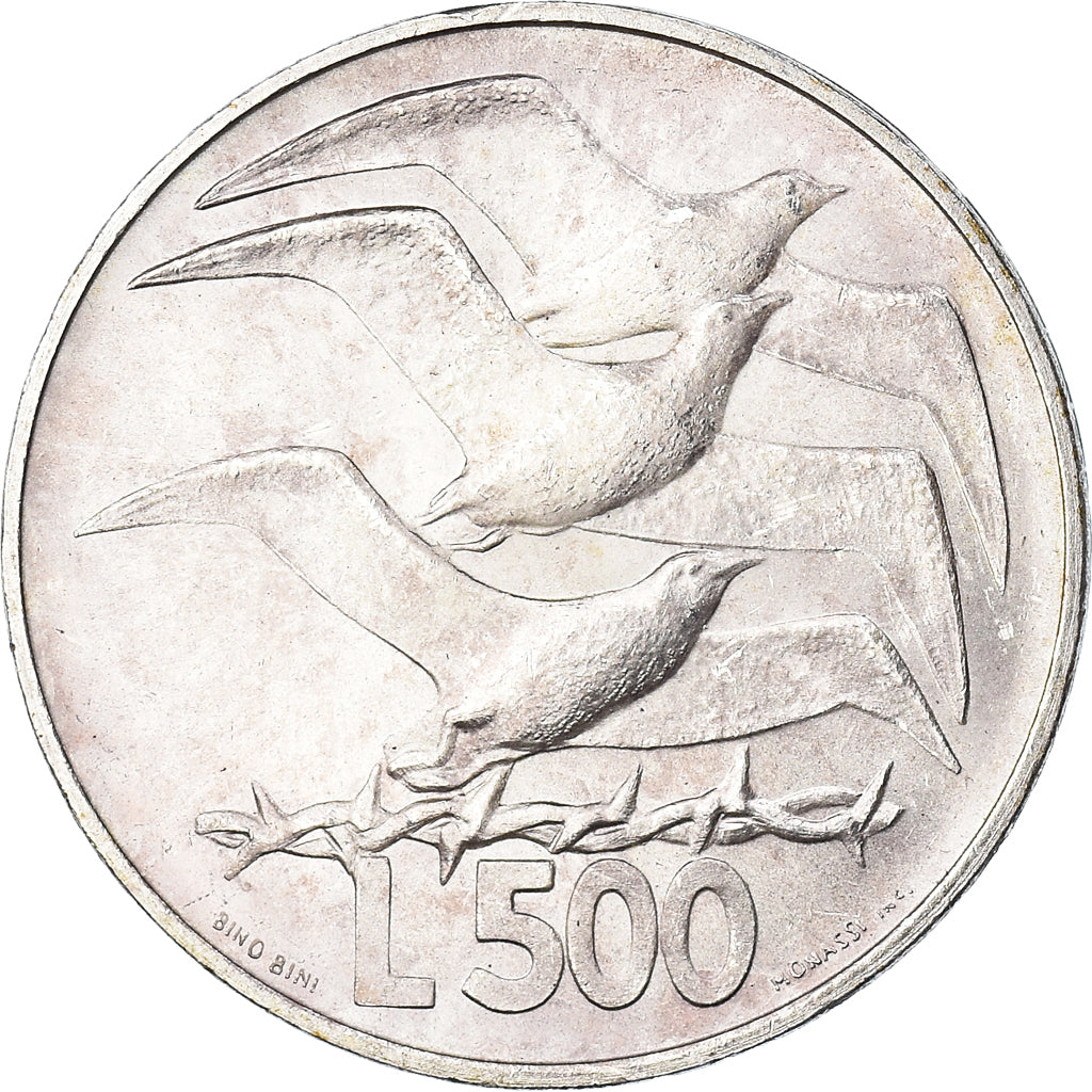 Moeda, San Marino, 500 Lire, 1975, Rome, MS(63), Prata, KM:47