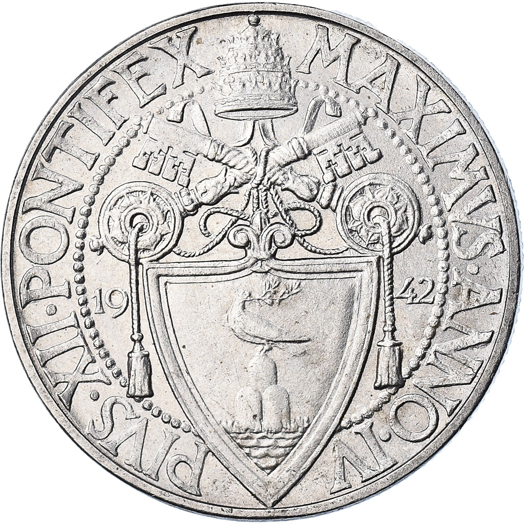 Moneta, CITTÀ DEL VATICANO, Pius XII, 2 Lire, 1942, Roma, SPL, Acciaio
