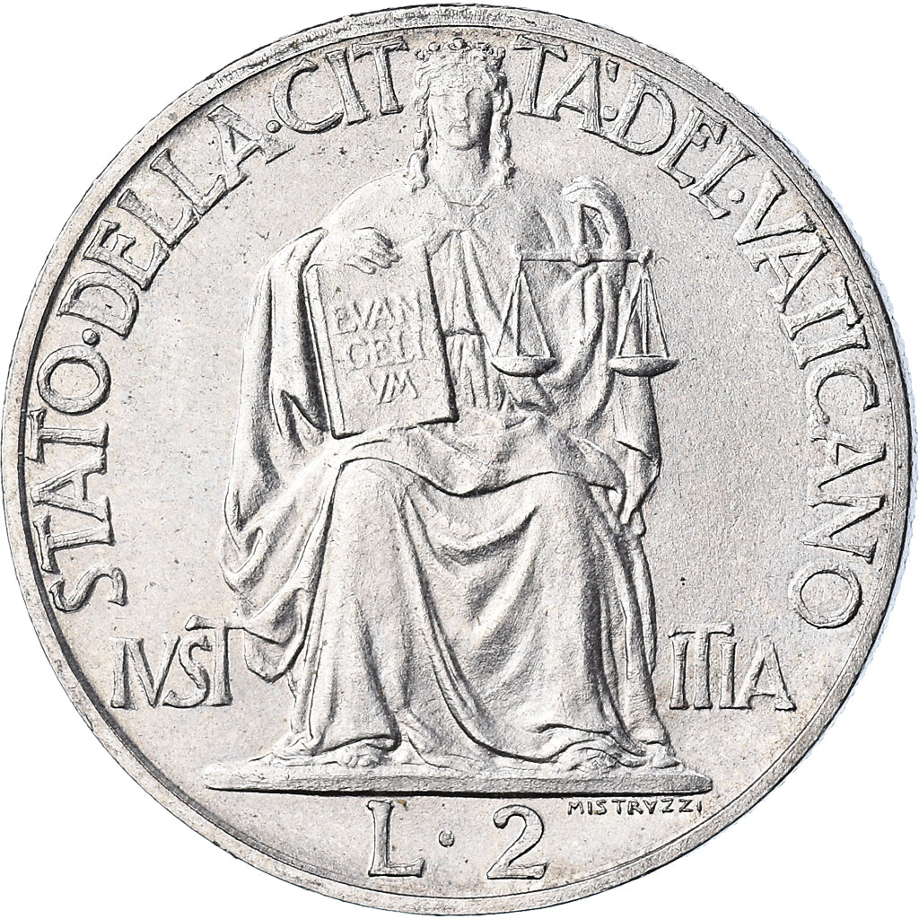 Moneta, CITTÀ DEL VATICANO, Pius XII, 2 Lire, 1942, Roma, SPL, Acciaio