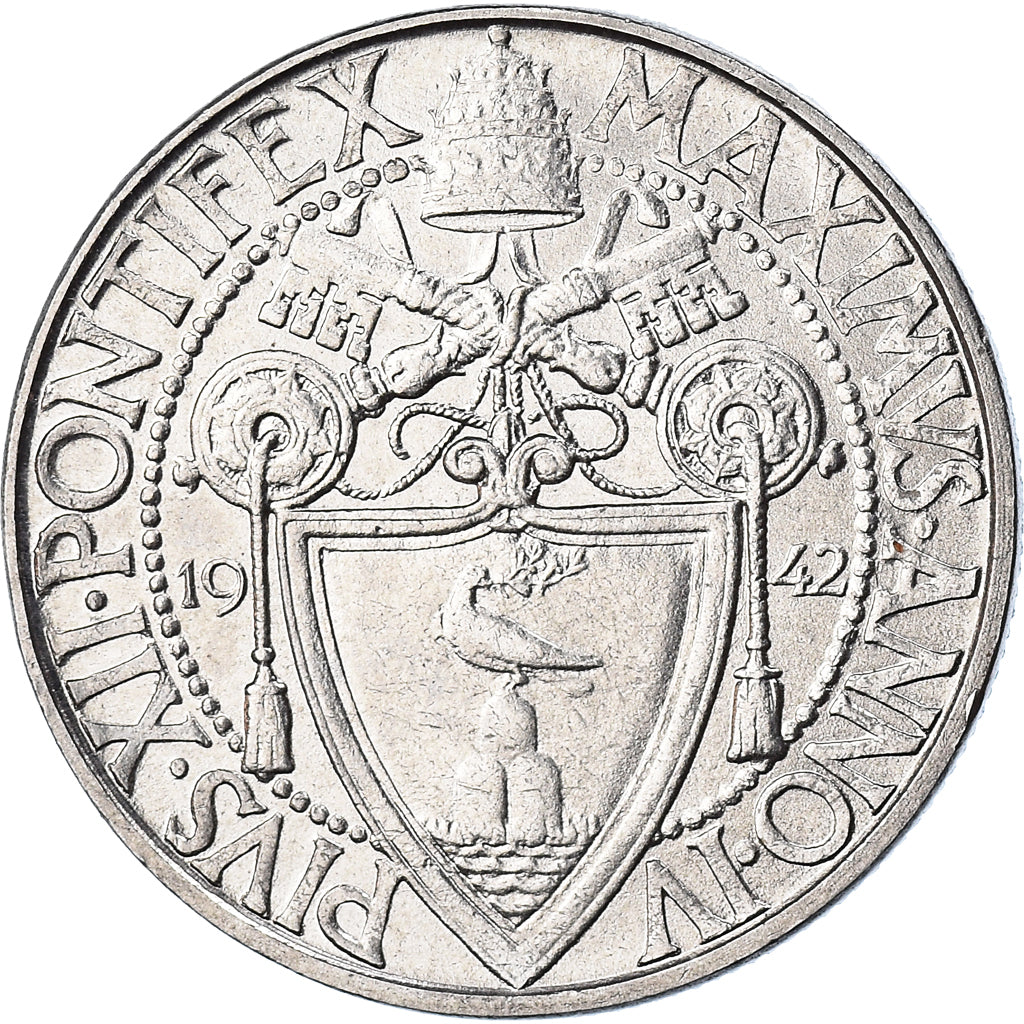 Münze, Vatikanstadt, Pius XII, 2 Lire, 1942, Roma, UNZ, Stainless Steel, KM:36