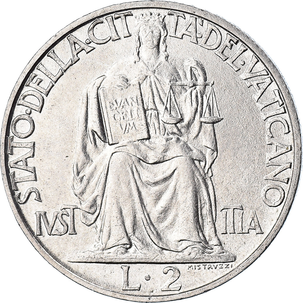 Münze, Vatikanstadt, Pius XII, 2 Lire, 1942, Roma, UNZ, Stainless Steel, KM:36