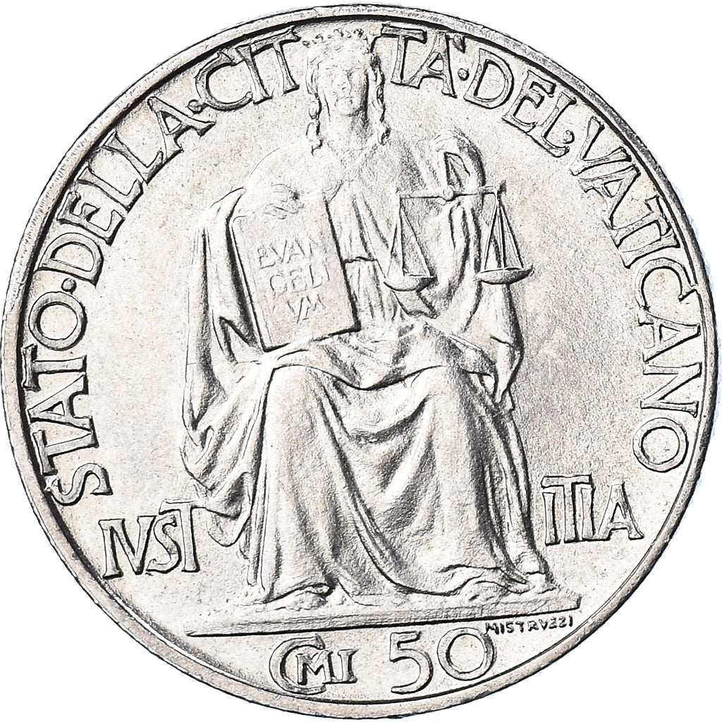 Coin, VATICAN CITY, Pius XII, 50 Centesimi, 1942, Roma, MS(63), Stainless Steel