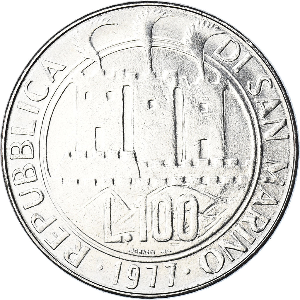 Moneda, San Marino, 100 Lire, 1977, Rome, FDC, FDC, Acero, KM:69