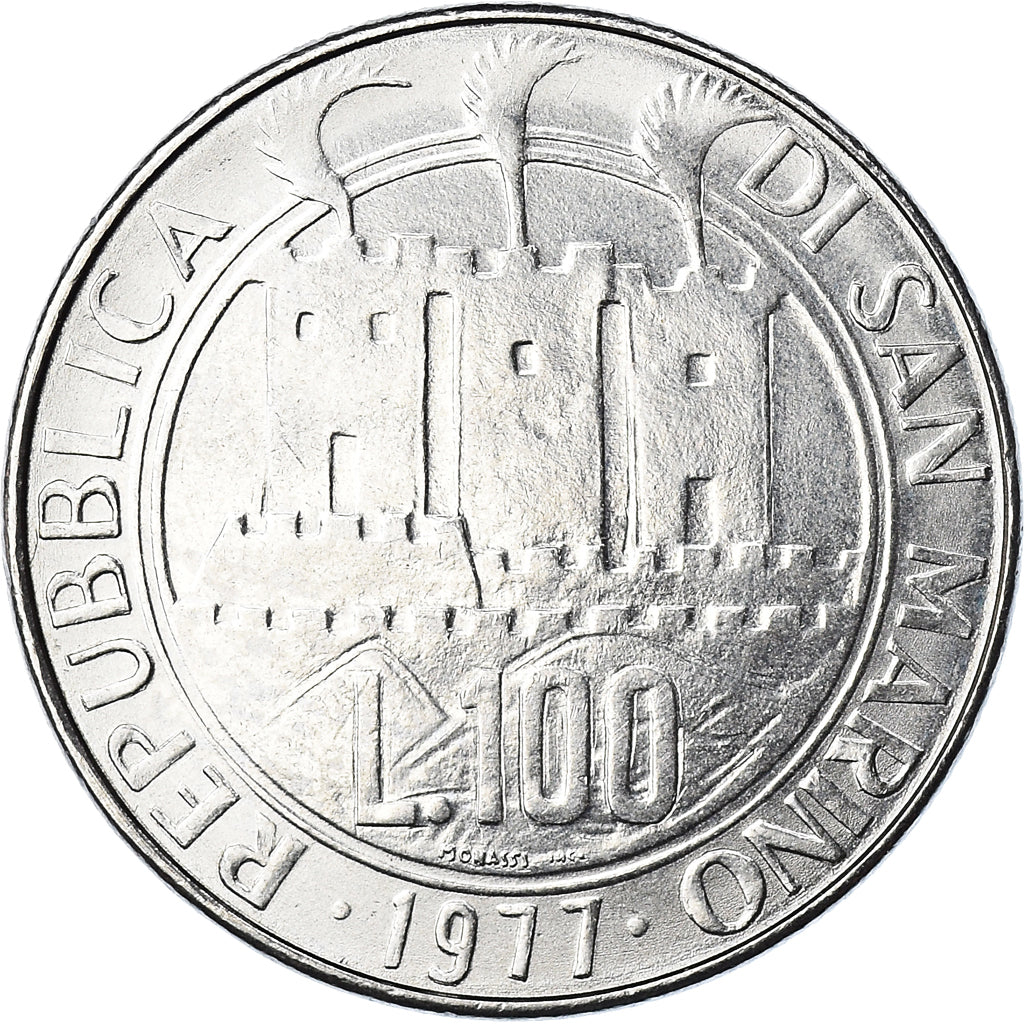Munten, San Marino, 100 Lire, 1977, Rome, FDC, FDC, Staal, KM:70
