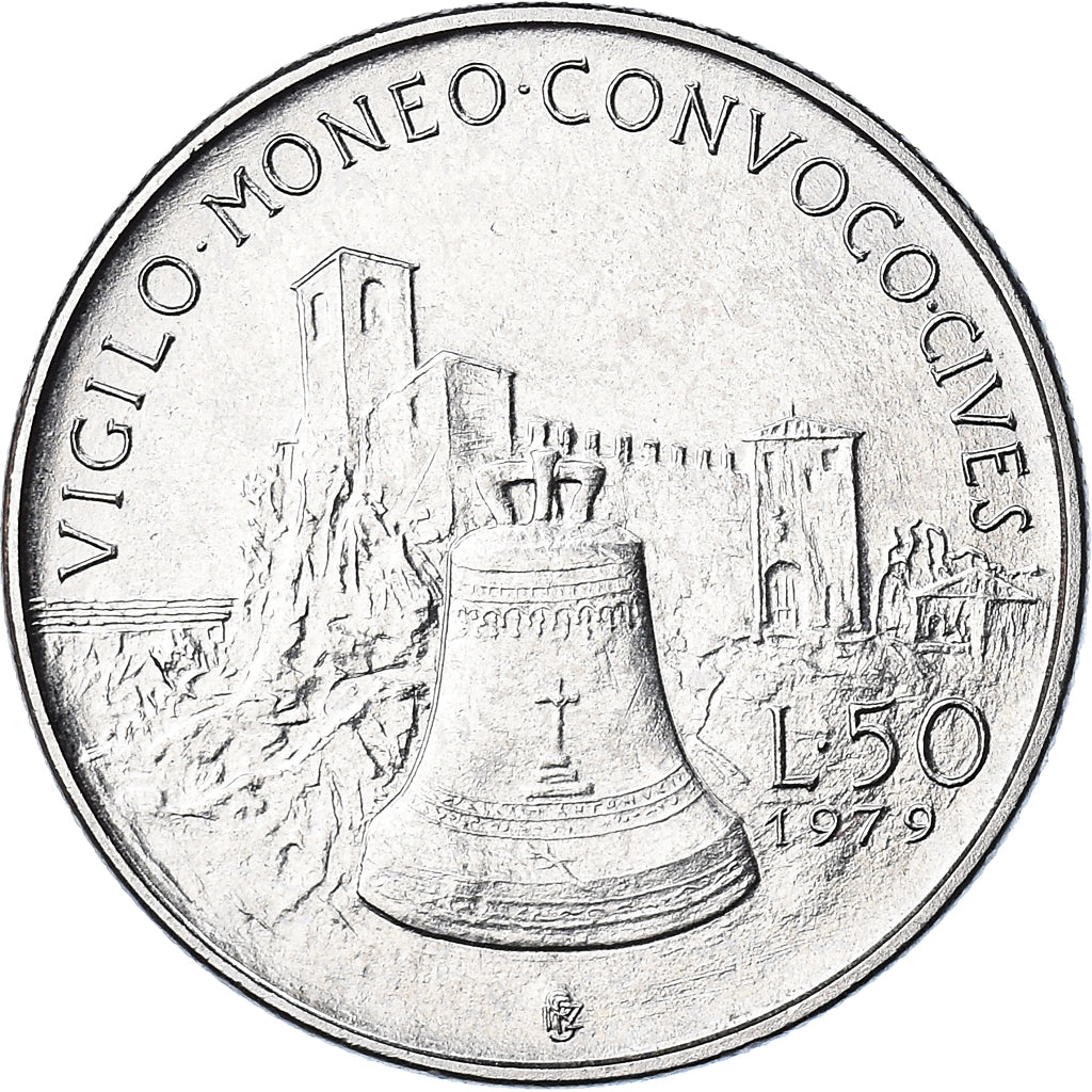 Münze, San Marino, 50 Lire, 1979, Rome, VZ, Stahl, KM:94
