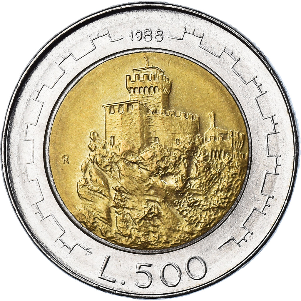 Münze, San Marino, 500 Lire, 1988, Rome, UNZ, Bi-Metallic, KM:226