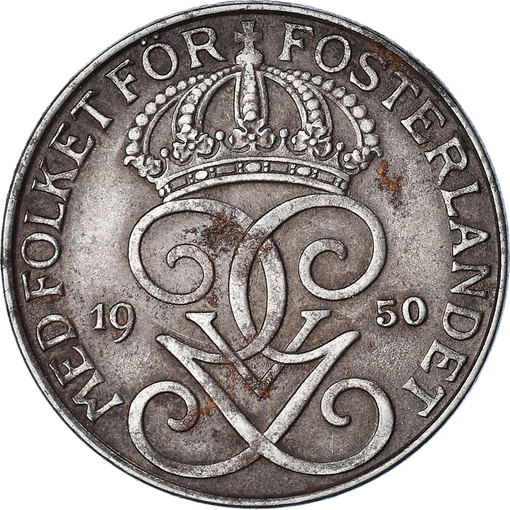 Coin, Sweden, Gustaf V, 5 Öre, 1950, EF(40-45), Iron, KM:812