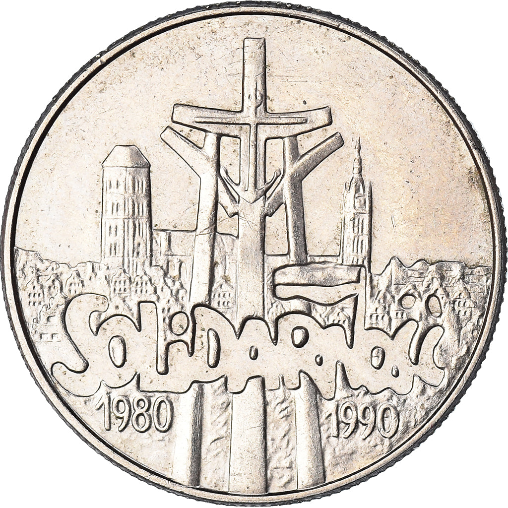 Moneta, Polska, 10000 Zlotych, 1990, Warsaw, EF(40-45), Miedź-Nikiel, KM:195