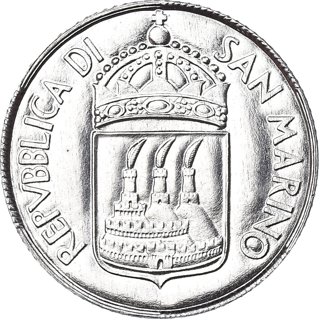 Coin, San Marino, 2 Lire, 1973, MS(65-70), Aluminum, KM:23