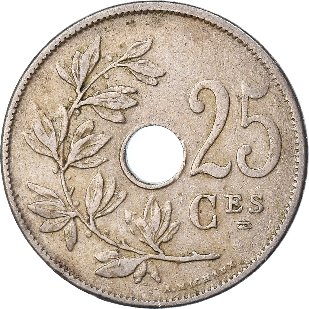 Coin, Belgium, 25 Centimes, 1909, EF(40-45), Copper-nickel, KM:62