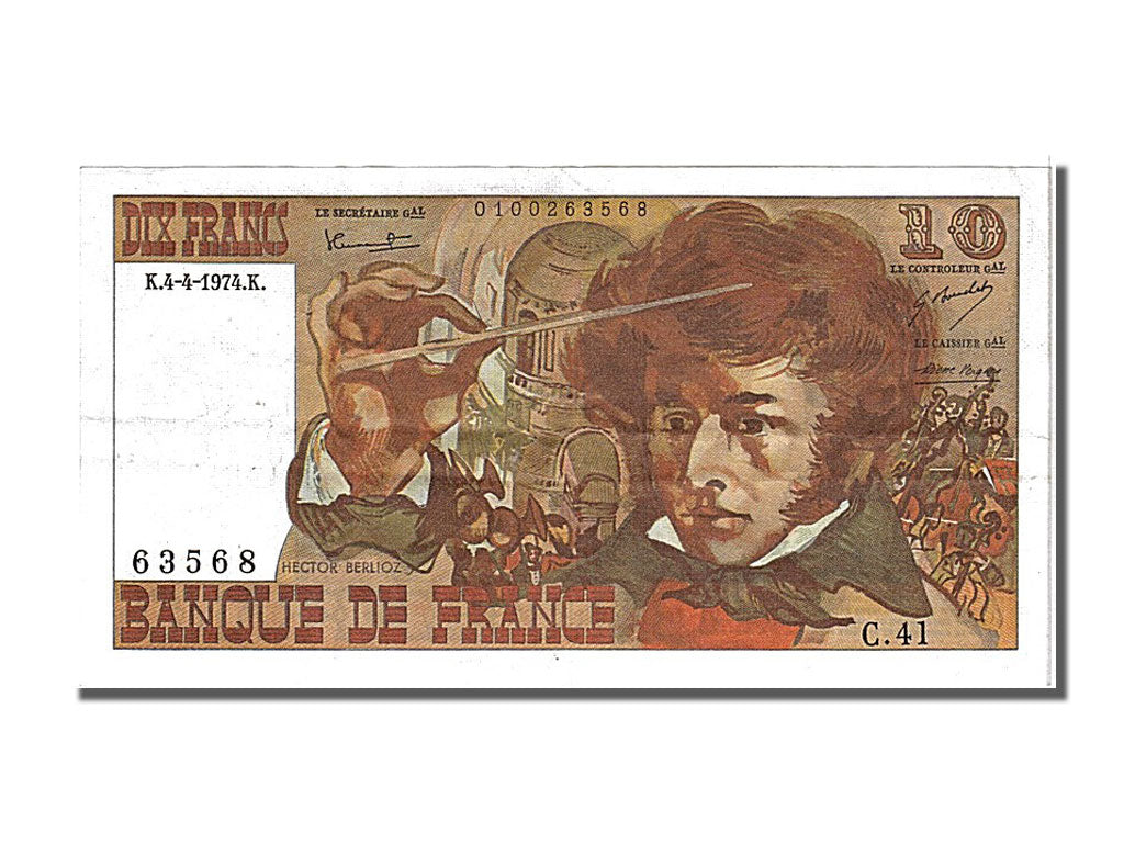 Biljet, Frankrijk, 10 Francs, 10 F 1972-1978 ''Berlioz'', 1974, 1974-04-04, SUP