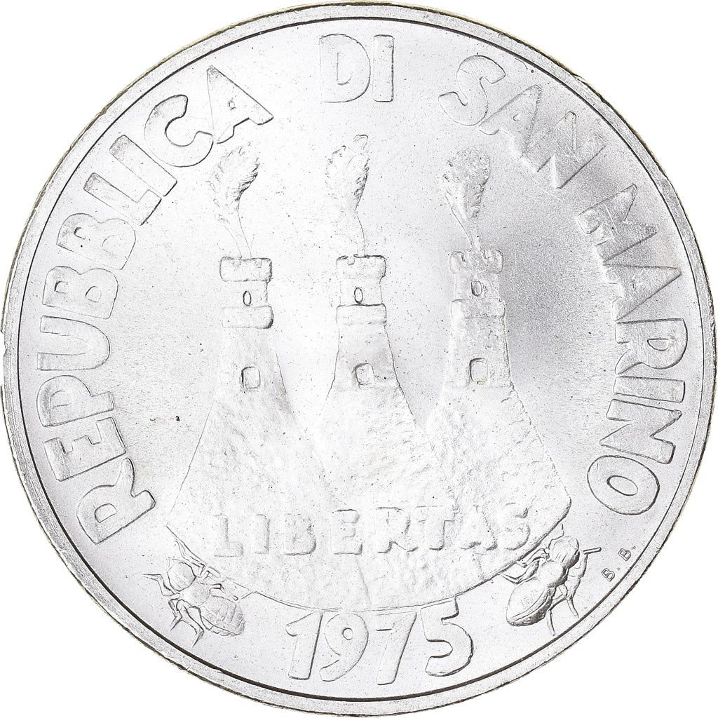 Coin, San Marino, 500 Lire, 1975, Rome, MS(65-70), Silver, KM:47